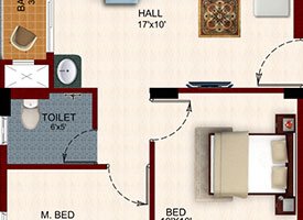 3 BHK floor plan preview