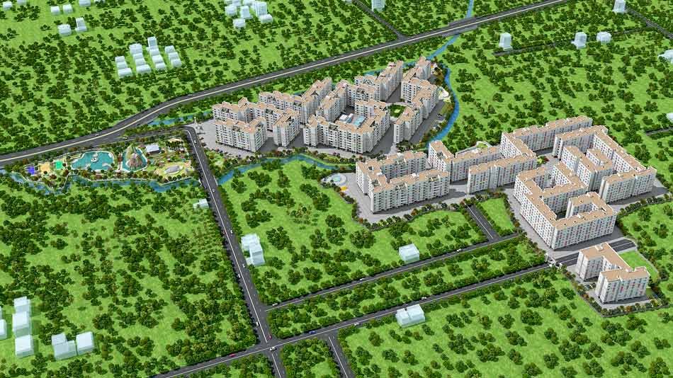 Bird's-eye view of the township